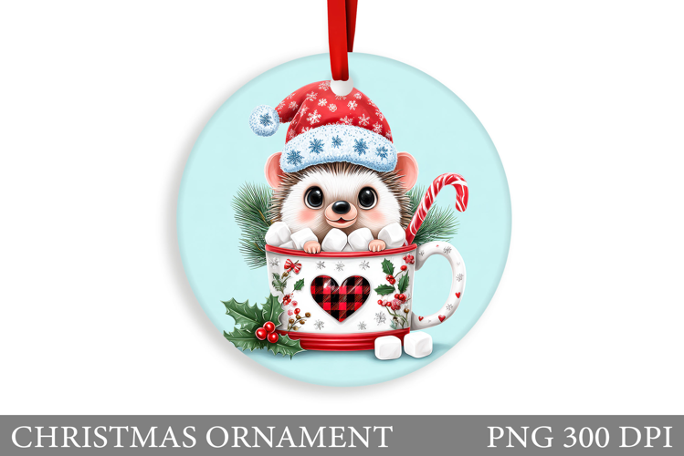 Cute Hedgehog Christmas Ornament. Cute Hedgehog Sublimation