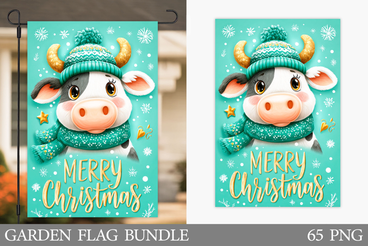 Christmas Cow Garden Flag. Christmas Garden Flag Sublimation