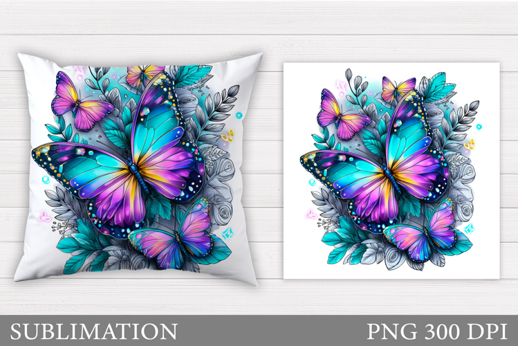Butterfly Flowers Sublimation. Butterfly Pillow Sublimation