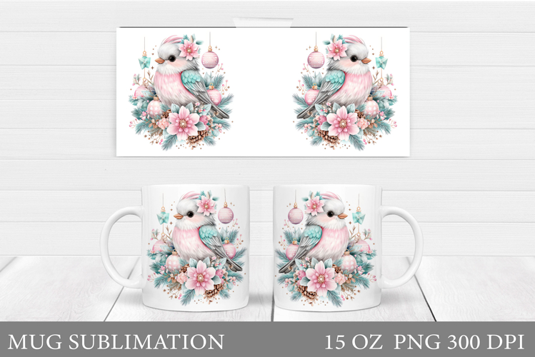 Christmas Bird Mug Design. Christmas Mug Sublimation