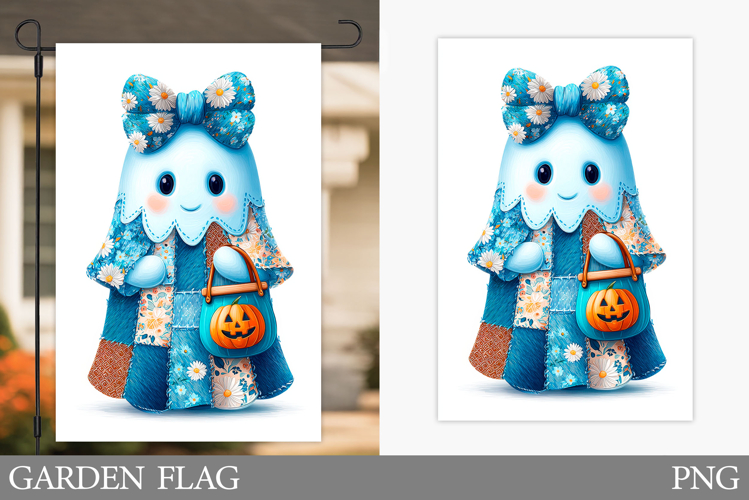 Cute Ghost Garden Flag. Cute Halloween Garden Flag Design