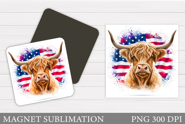 Patriotic Cow Magnet Design. Patriotic Magnet Sublimation