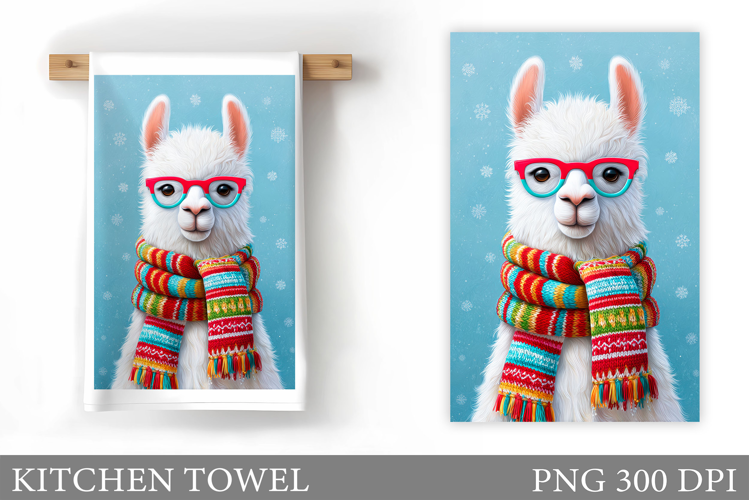 Christmas Lama Kitchen Towel. Christmas Kitchen Towel Design