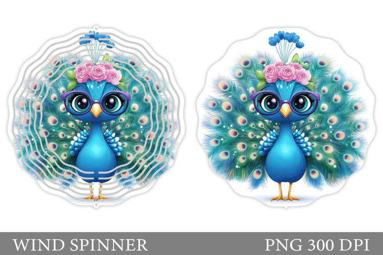 Cute Peacock Wind Spinner. Cute Peacock Sublimation example image 1