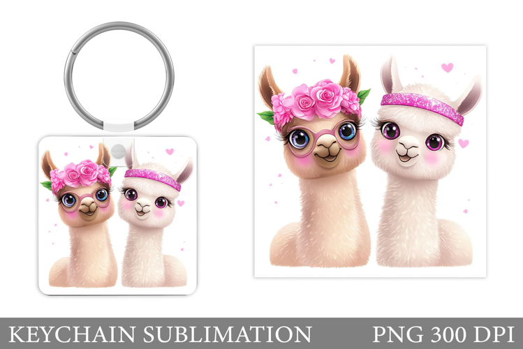Cute Lama Keychain Design. Cute Lama Sublimation