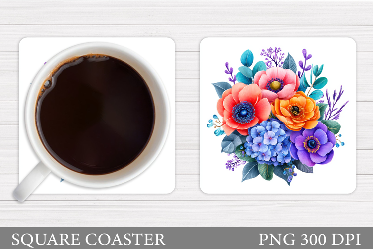 Flower Coaster Design. Floral Coaster Sublimation