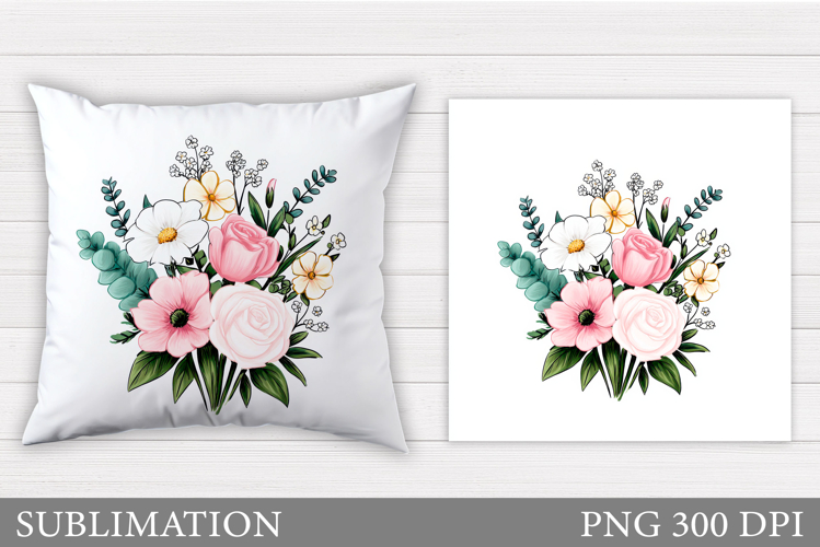 Flowers Pillow Design. Floral Pillow Sublimation