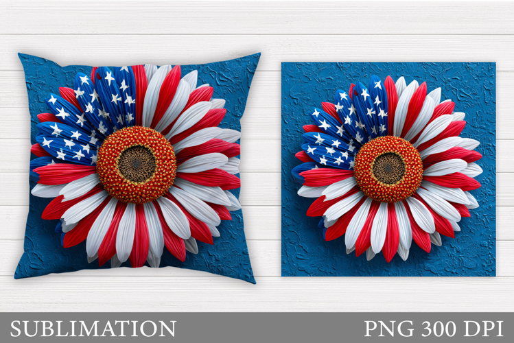 Patriotic Flower Pillow. Patriotic Pillow Sublimation