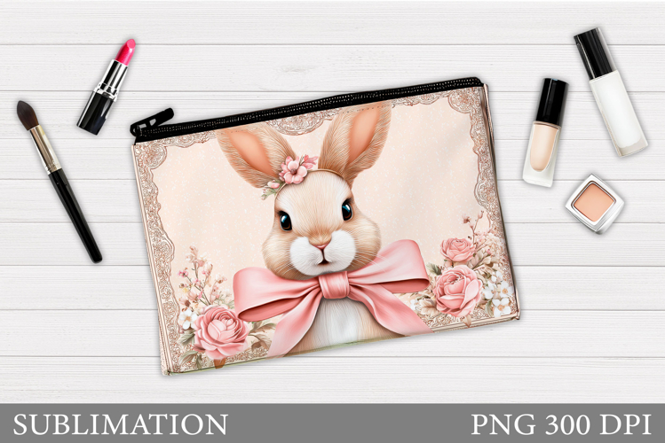 Cute Bunny Cosmetics Bag. Summer Bunny Makeup Bag Design