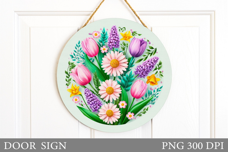 Flowers Door Sign Design. Floral Door Sign Sublimation