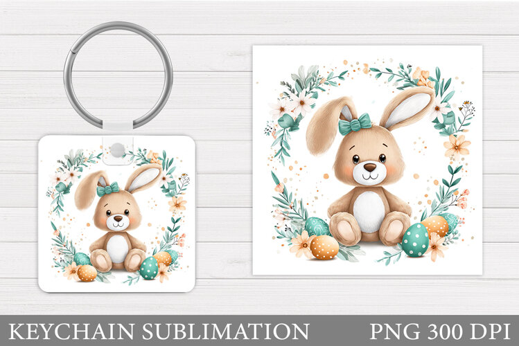 Easter Bunny Keychain Design. Easter Keychain Sublimation example image 1