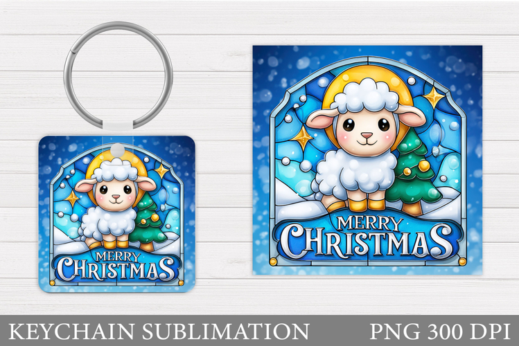 Christmas Lamb Keychain. Christmas Keychain Sublimation