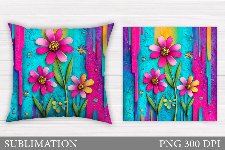 Flowers Pillow Design. Floral Pillow Sublimation