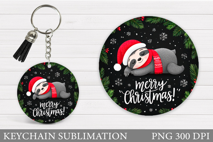 Christmas Sloth Keychain. Sloth Christmas Keychain Design