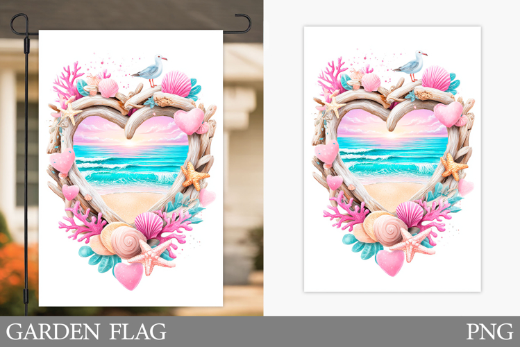 Sea Garden Flag Design. Beach Garden Flag Sublimation