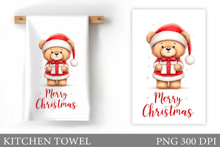 Christmas Bear Kitchen Towel. Christmas Kitchen Towel Design