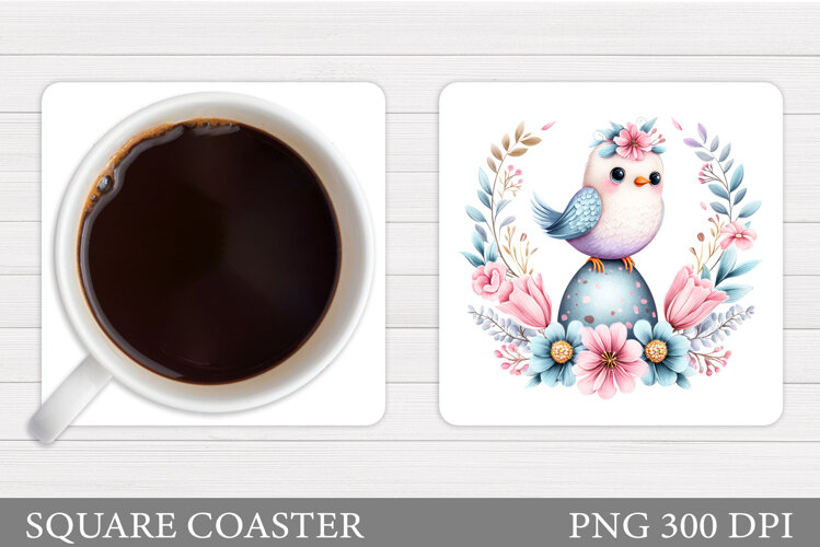 Easter Bird Coaster Design. Easter Coaster Sublimation example image 1