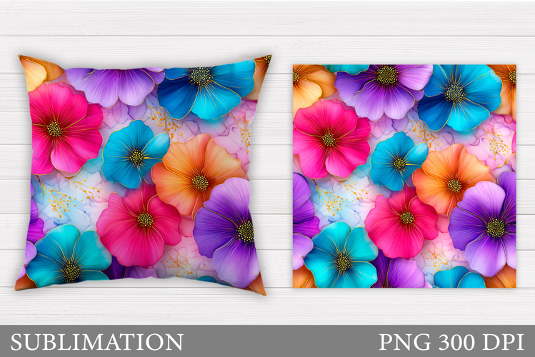 Floral Pillow Design. Flowers Sublimation