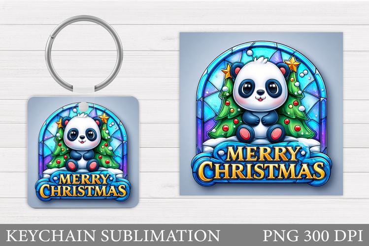 Christmas Panda Keychain. Winter Panda Keychain Sublimation