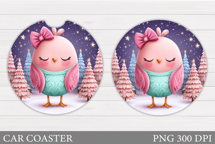 Christmas Bird Car Coaster. Christmas Car Coaster Design