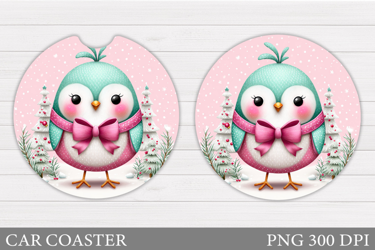 Christmas Bird Car Coaster. Christmas Car Coaster Design