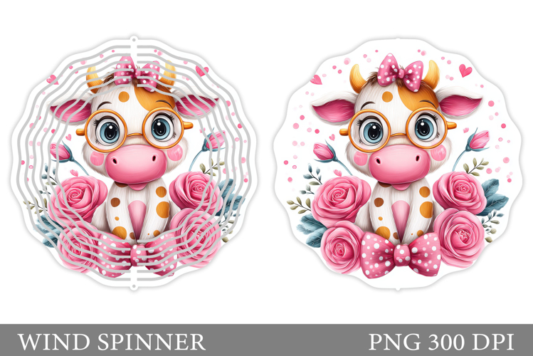Cute Cow Wind Spinner Design. Cute Cow Sublimation example image 1