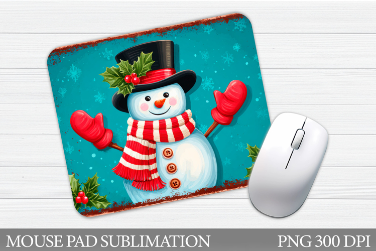 Snowman Mouse Pad Sublimation. Christmas Mouse Pad