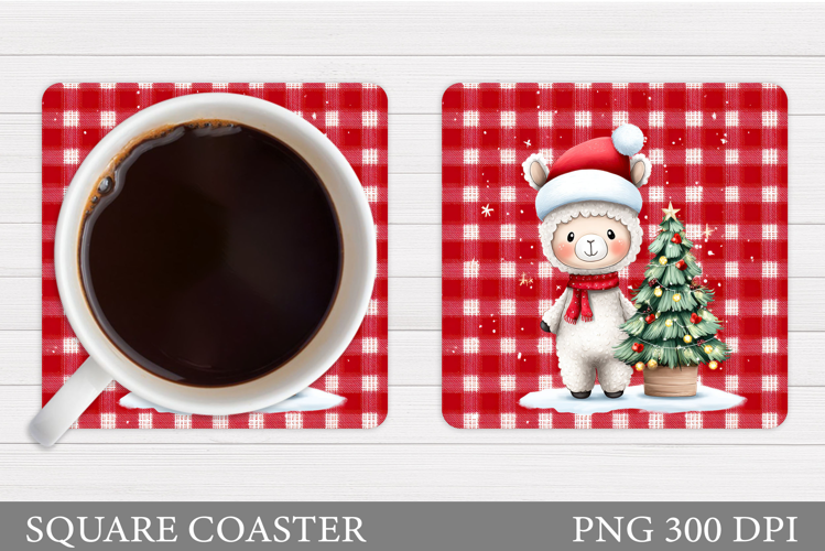 Christmas Lama Coaster Design. Christmas Coaster Sublimation