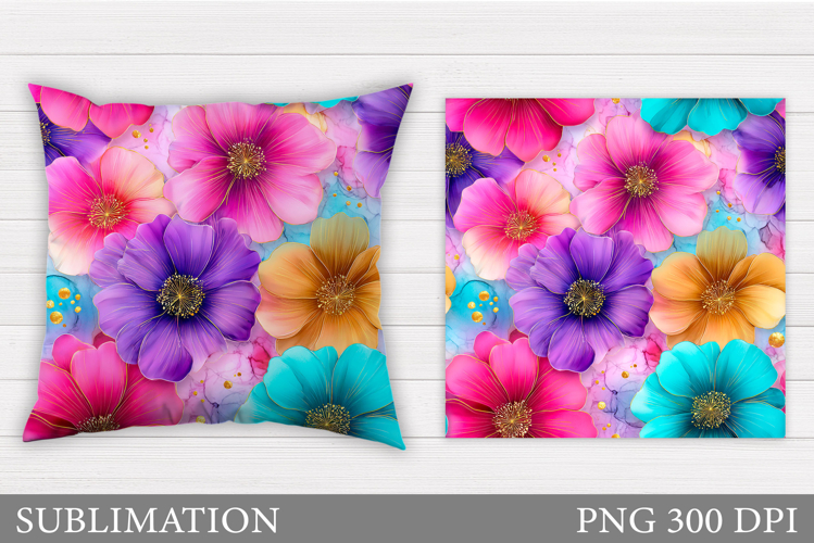 Floral Pillow Design. Flowers Sublimation