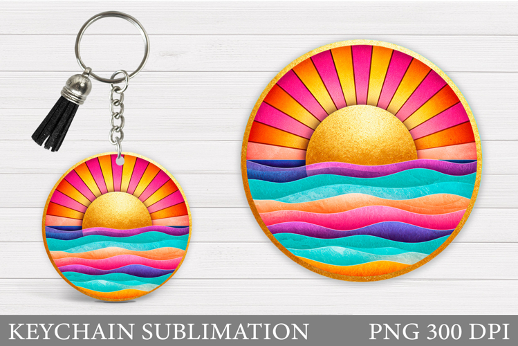 Sun Keychain Sublimation. Sea Keychain Design