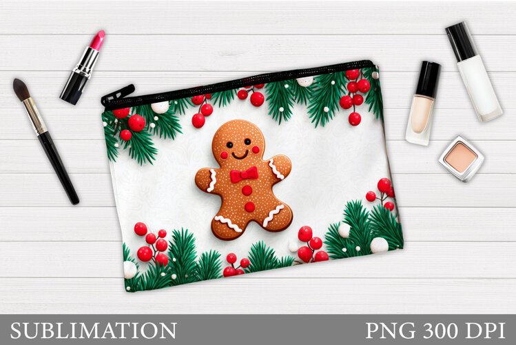 Gingerbread Cosmetics Bag. Christmas Makeup Bag Sublimation example image 1