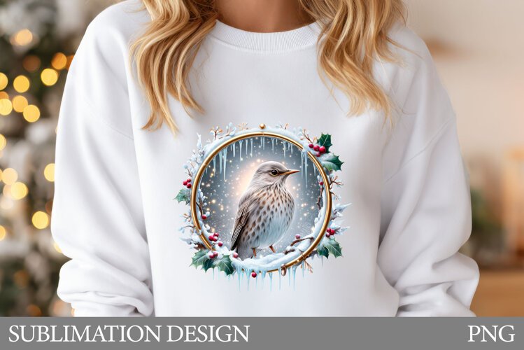 Christmas Bird T-Shirt Design. Christmas Bird Sublimation example image 1