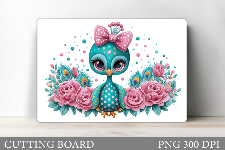 Peacock Cutting Board Design. Cute Peacock Sublimation