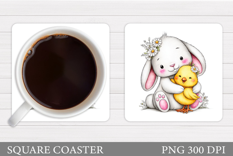 Cute Bunny Coaster Design. Cute Chick Coaster Sublimation
