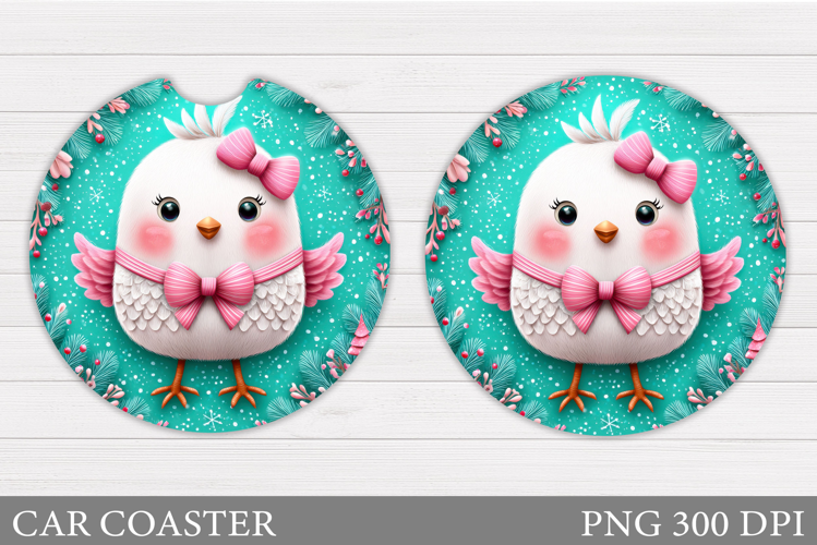 Christmas Bird Car Coaster. Christmas Car Coaster Design