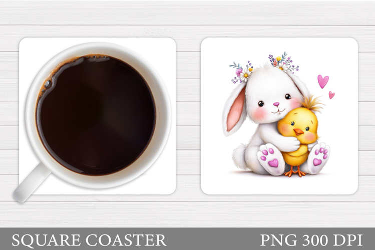 Cute Bunny Coaster Design. Cute Chick Coaster Sublimation