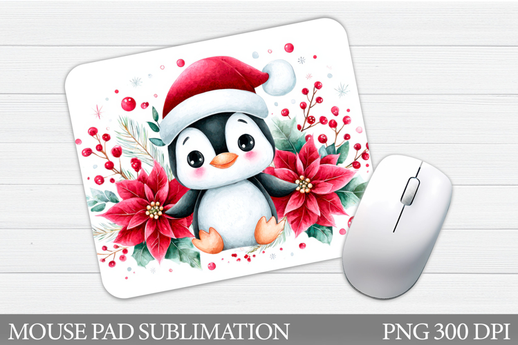 Cute Penguin Mouse Pad. Christmas Penguin Mouse Pad Design