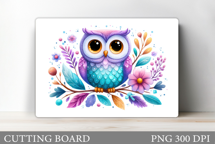 Cute Owl Cutting Board. Owl Flowers Kitchen Cutting Board