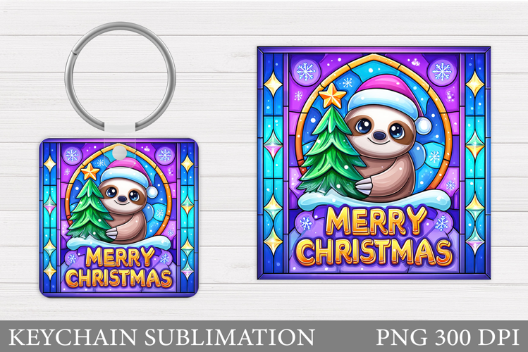 Christmas Sloth Keychain. Sloth Christmas Keychain Design