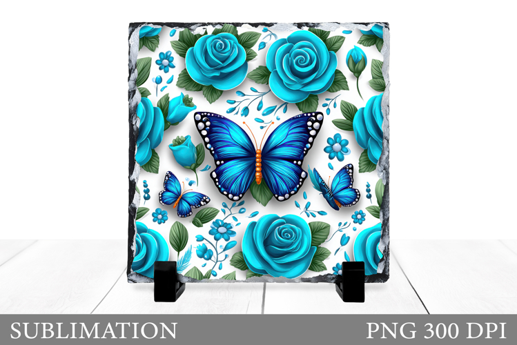 Butterfly Slate Sublimation. Butterfly Flowers Sublimation