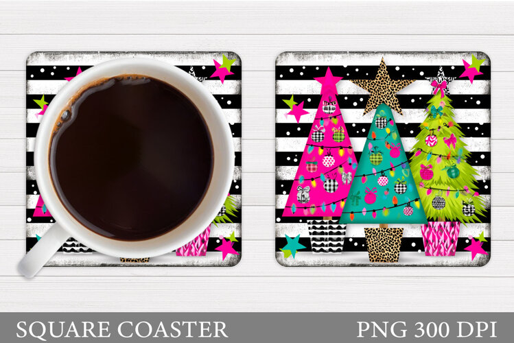 Christmas Tree Coaster Design. Christmas Coaster Sublimation example image 1