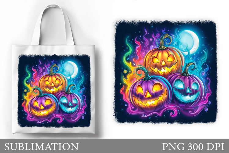 Halloween Pumpkin Sublimation. Cute Pumpkin Tote Bag Design