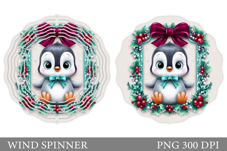 Cute Penguin Wind Spinner. Christmas Wind Spinner Design