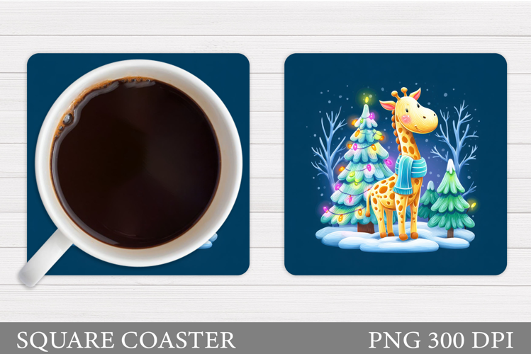 Christmas Giraffe Coaster. Christmas Coaster Sublimation