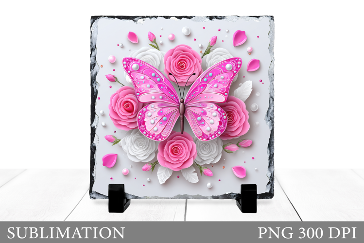 Butterfly Slate Sublimation. Butterfly Flowers Sublimation