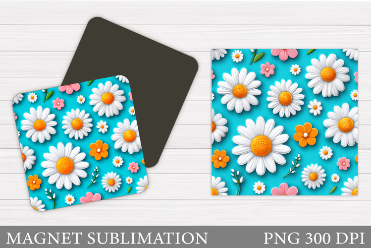 Daisy Flowers Magnet. Flowers Square Magnet Design