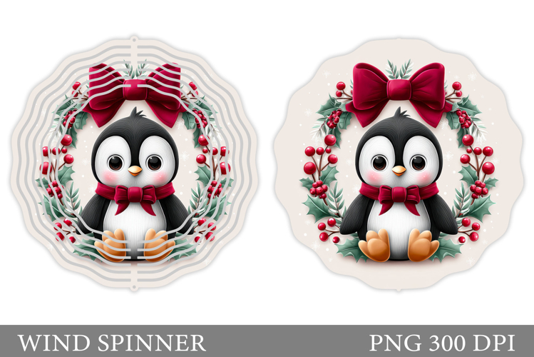 Cute Penguin Wind Spinner. Christmas Wind Spinner Design