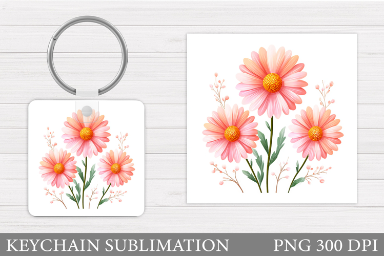 Floral Keychain Sublimation. Flowers Keychain Design