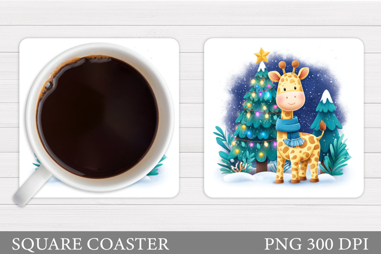 Christmas Giraffe Coaster. Christmas Coaster Sublimation