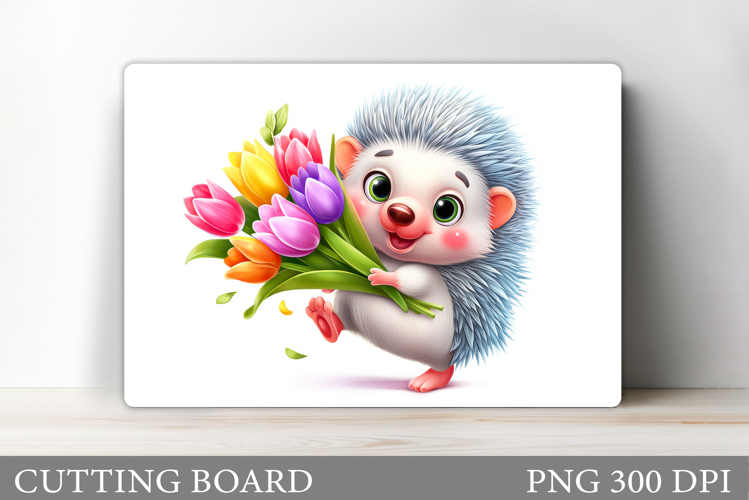 Hedgehog Cutting Board Design. Cute Hedgehog Sublimation